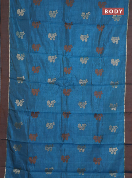 teal blue semi raw silk with matching neck piece