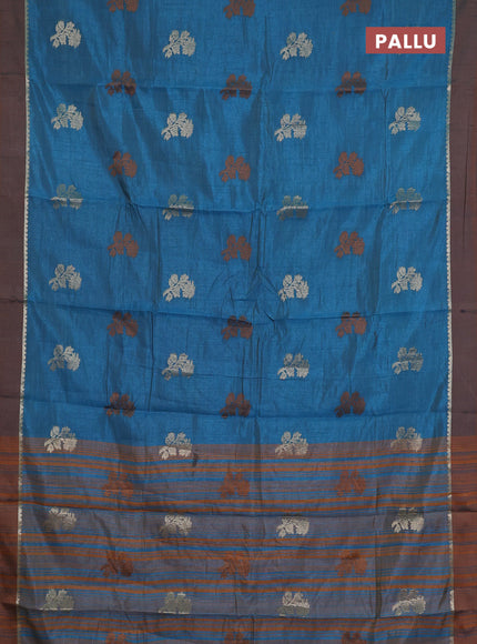 teal blue semi raw silk with matching neck piece