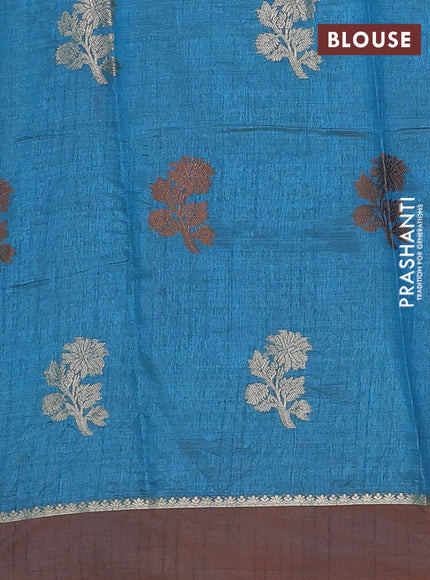 teal blue semi raw silk with matching neck piece