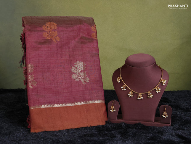 wine semi raw silk with matching neck piece