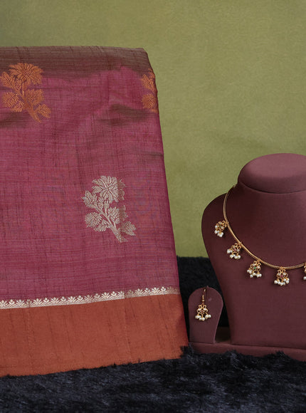 wine semi raw silk with matching neck piece