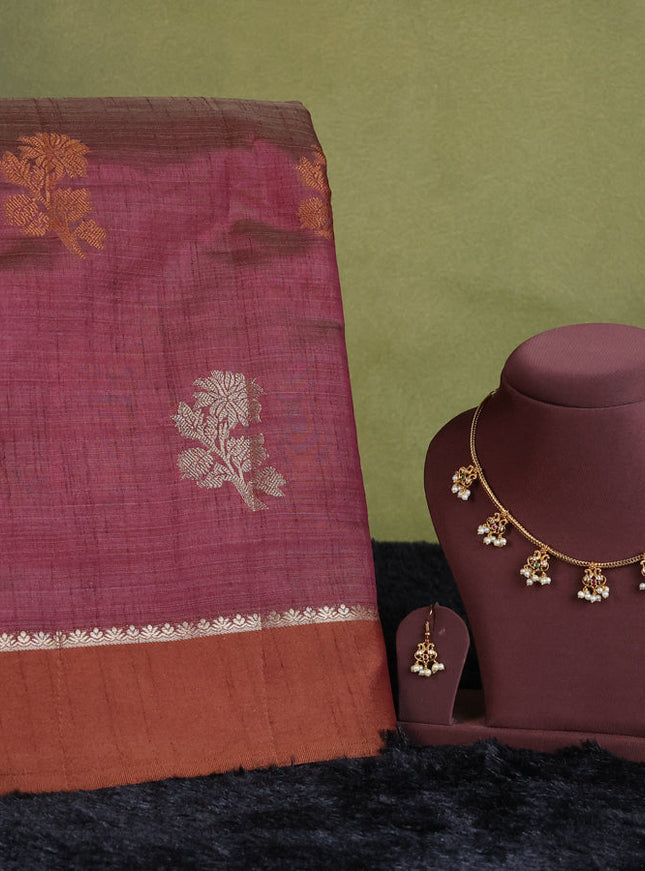 wine semi raw silk with matching neck piece