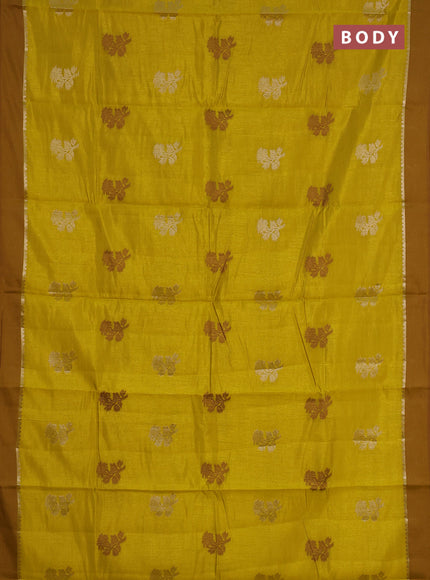 lime yellow semi raw silk with matching neck piece