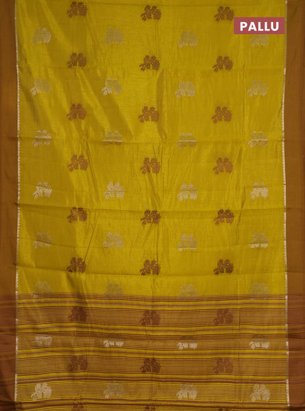 lime yellow semi raw silk with matching neck piece