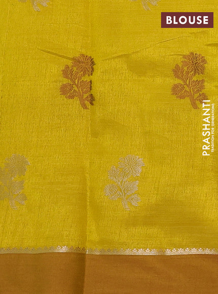 lime yellow semi raw silk with matching neck piece