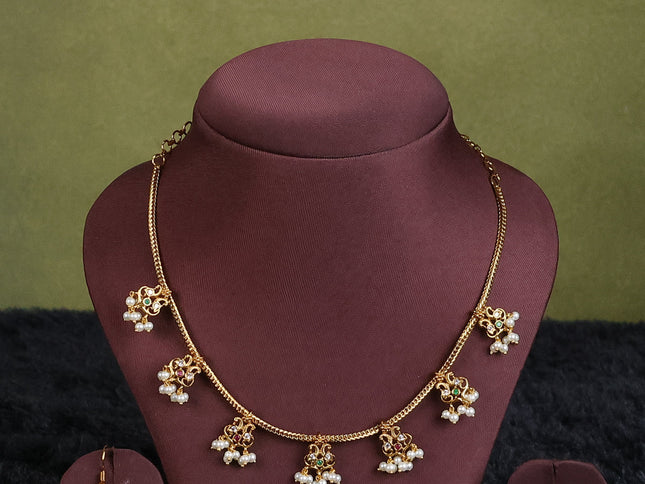 dark  green semi raw silk with matching neck piece