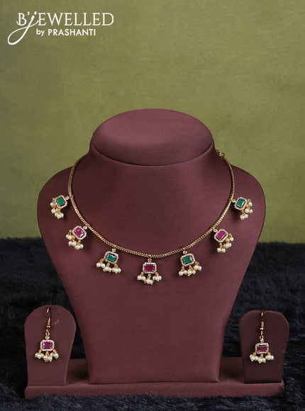 maroon semi raw silk with matching neck piece