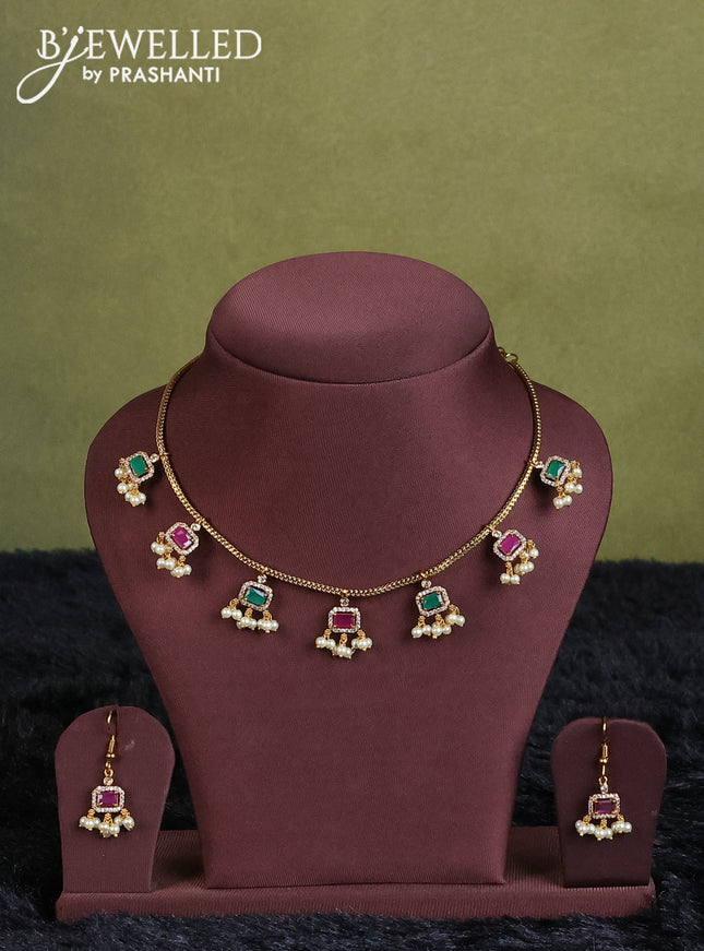 maroon semi raw silk with matching neck piece