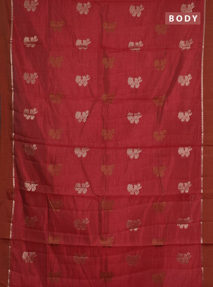 maroon semi raw silk with matching neck piece