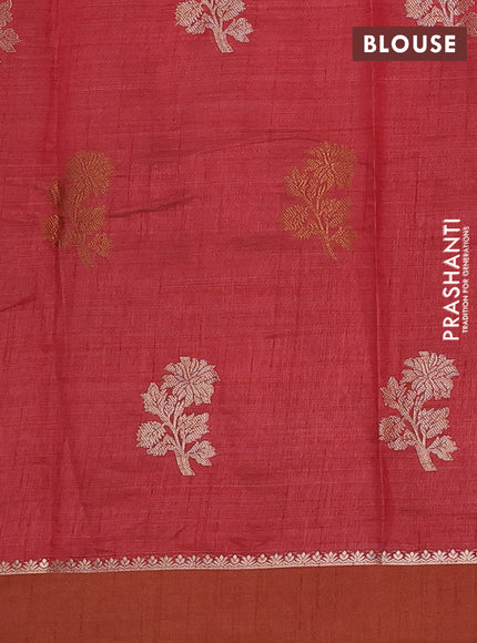 maroon semi raw silk with matching neck piece