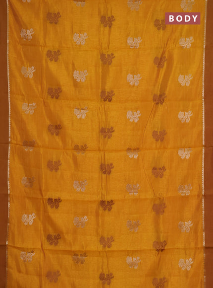 mustard yellow semi raw silk with matching neck piece