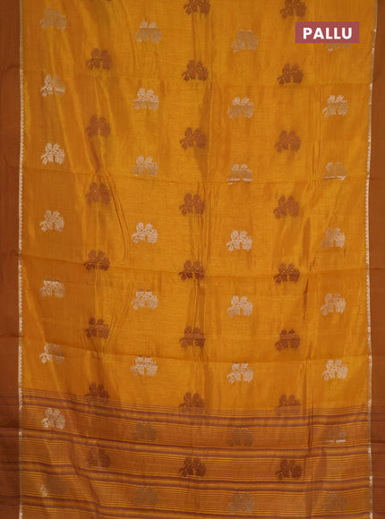 mustard yellow semi raw silk with matching neck piece