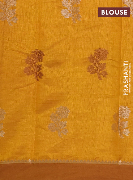 mustard yellow semi raw silk with matching neck piece