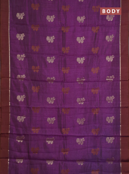 voilet semi raw silk with matching neck piece