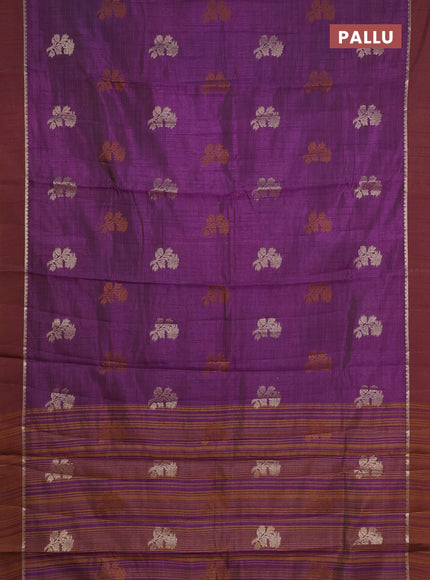voilet semi raw silk with matching neck piece