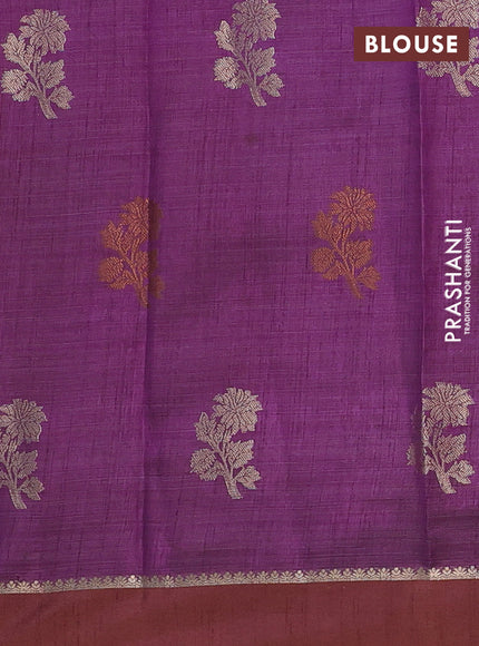 voilet semi raw silk with matching neck piece