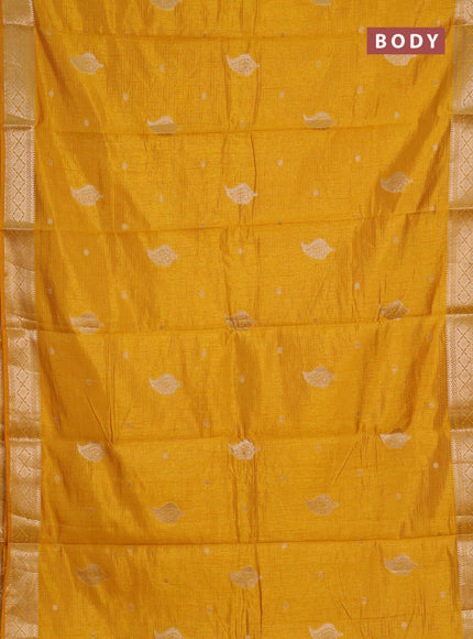 mustard yellow semi raw silk with matching neck piece