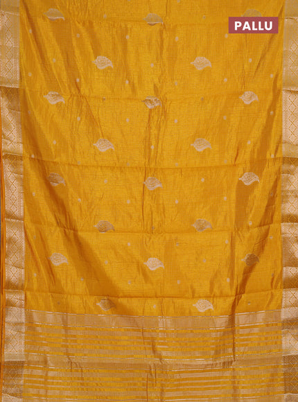 mustard yellow semi raw silk with matching neck piece