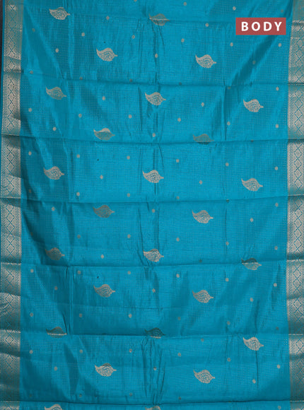 teal green semi raw silk with matching neck piece