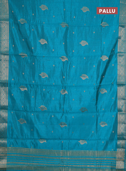 teal green semi raw silk with matching neck piece