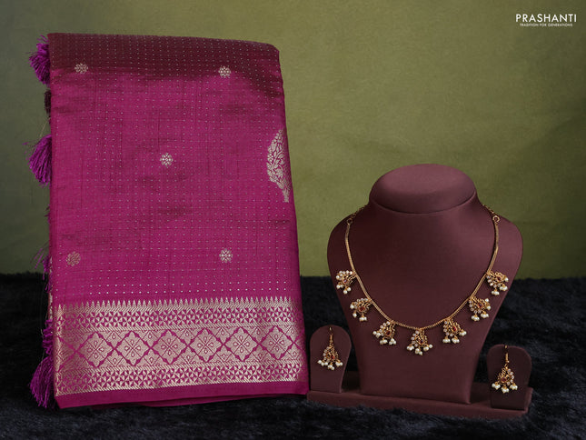purple semi raw silk with matching neck piece