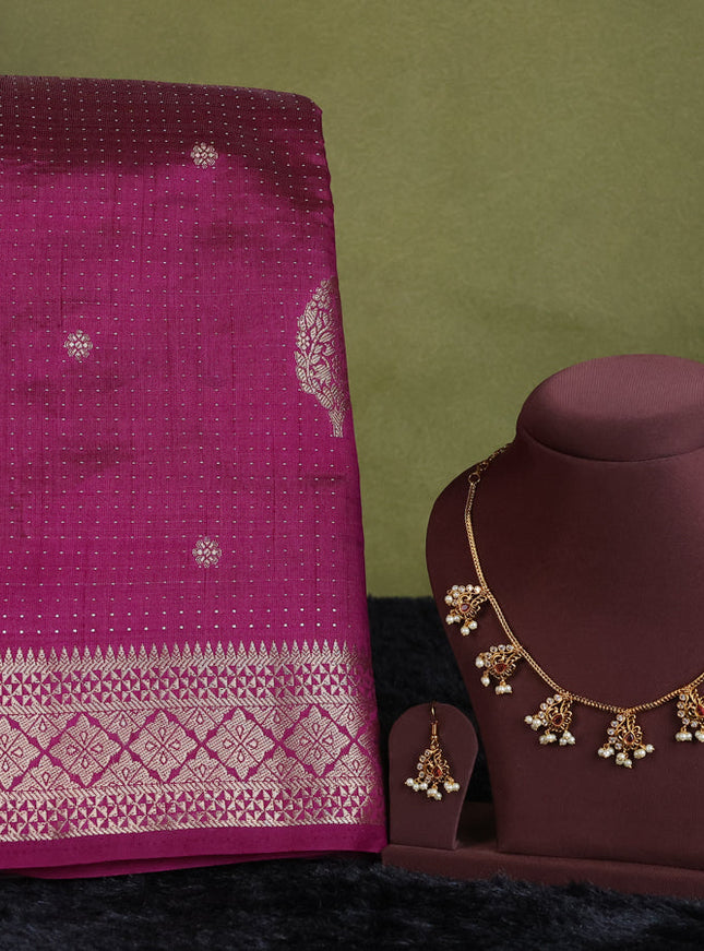 purple semi raw silk with matching neck piece
