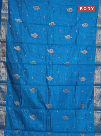 cs blue semi raw silk with matching neck piece