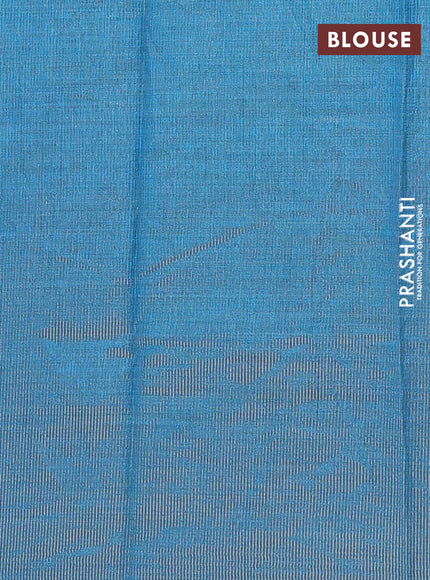 cs blue semi raw silk with matching neck piece