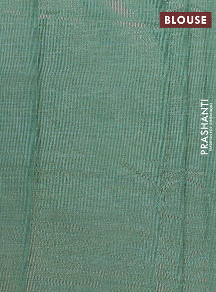 teal green shade semi raw silk with matching neck piece