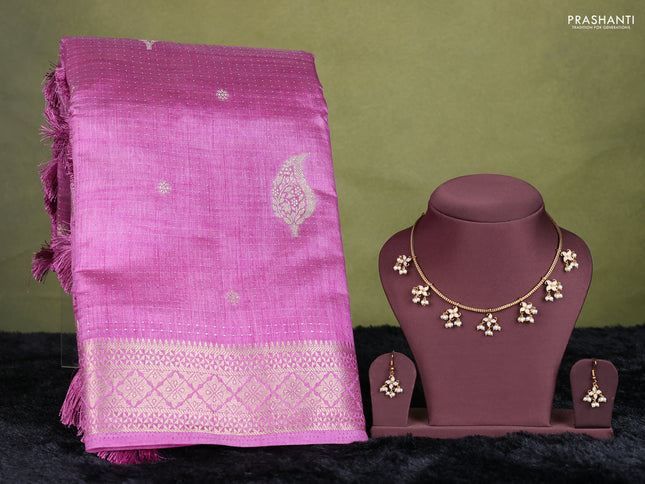 lavender semi raw silk with matching neck piece