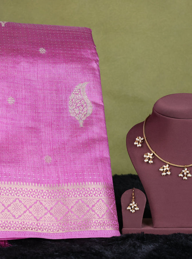 lavender semi raw silk with matching neck piece