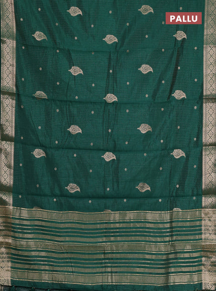 bottle green semi raw silk with matching neck piece