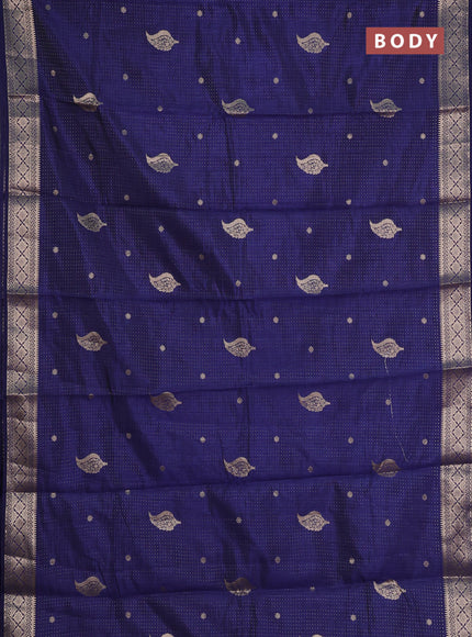 navy blue semi raw silk with matching neck piece