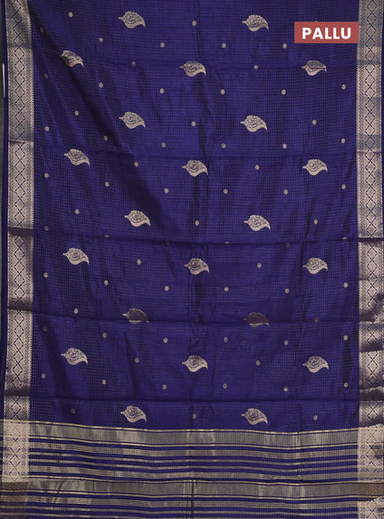 navy blue semi raw silk with matching neck piece