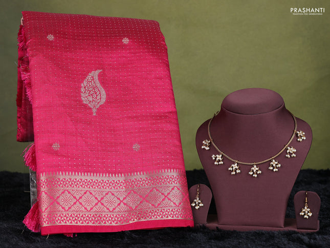 pink semi raw silk with matching neck piece