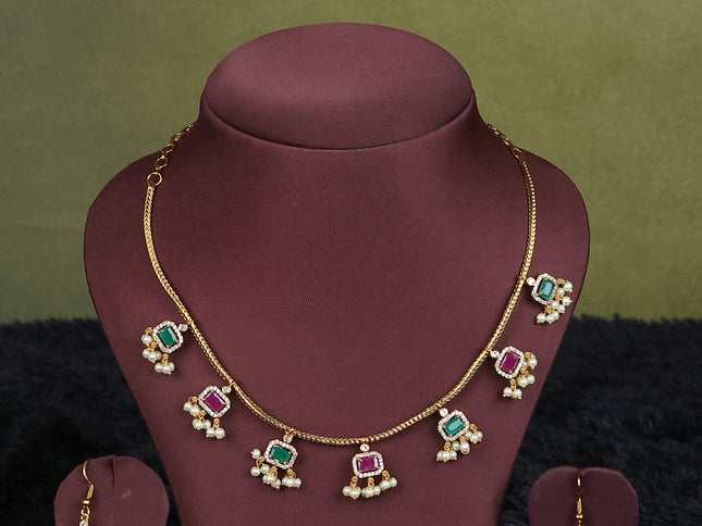 pink semi raw silk with matching neck piece