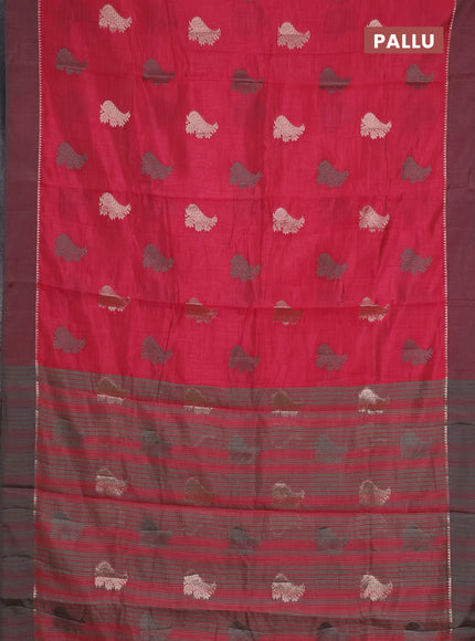 pink semi raw silk with matching neck piece