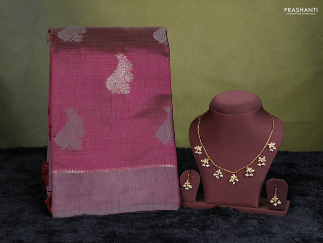 wine semi raw silk with matching neck piece