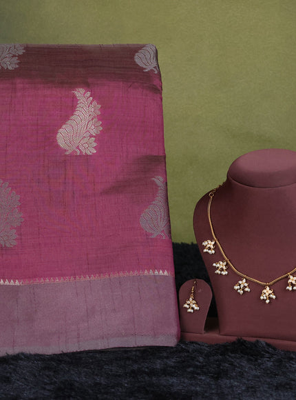 wine semi raw silk with matching neck piece
