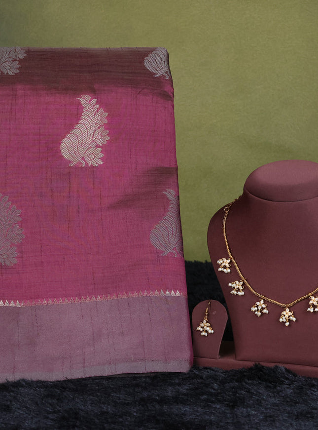 wine semi raw silk with matching neck piece