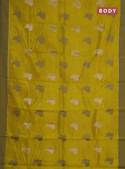 lime yellow semi raw silk with matching neck piece