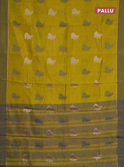 lime yellow semi raw silk with matching neck piece