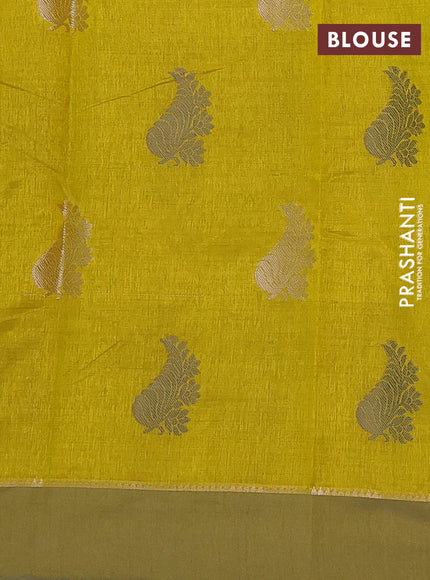 lime yellow semi raw silk with matching neck piece