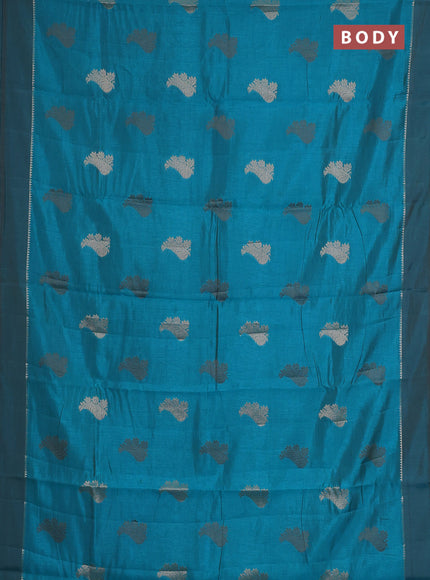 teal green semi raw silk with matching neck piece
