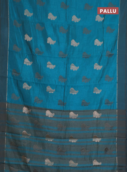 teal green semi raw silk with matching neck piece