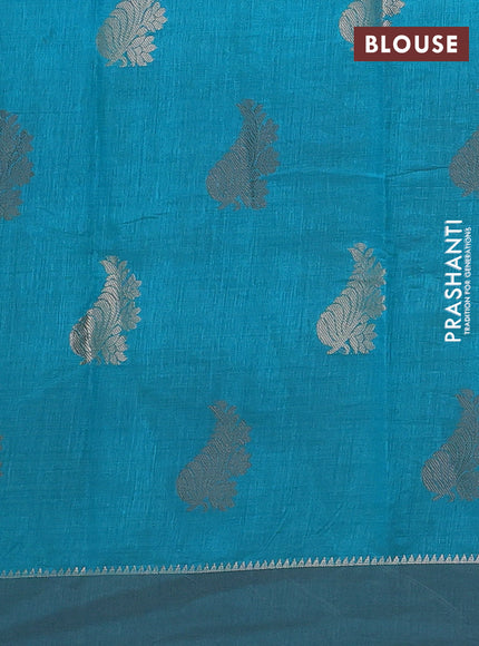 teal green semi raw silk with matching neck piece