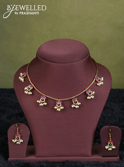 mustard yellow semi raw silk with matching neck piece