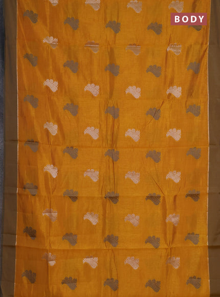 mustard yellow semi raw silk with matching neck piece