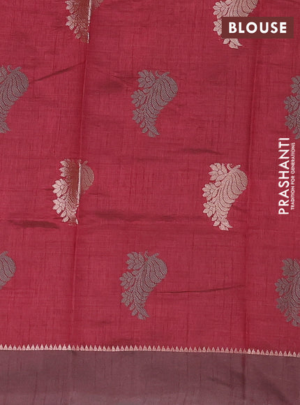 maroon semi raw silk with matching neck piece