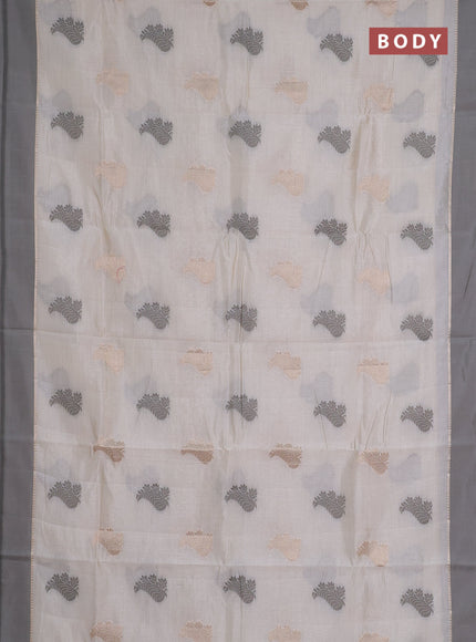 Off white semi raw silk with matching neck piece
